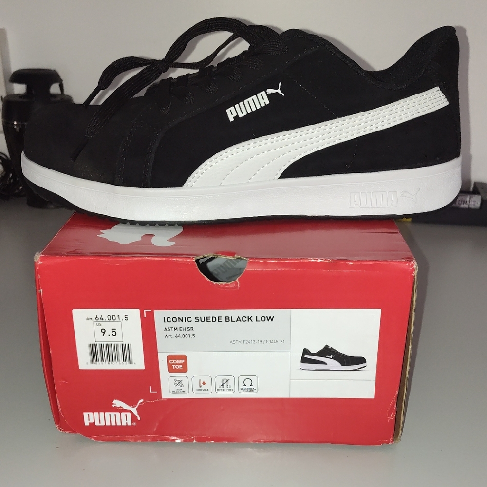 Puma Black and White Suede Sneakers